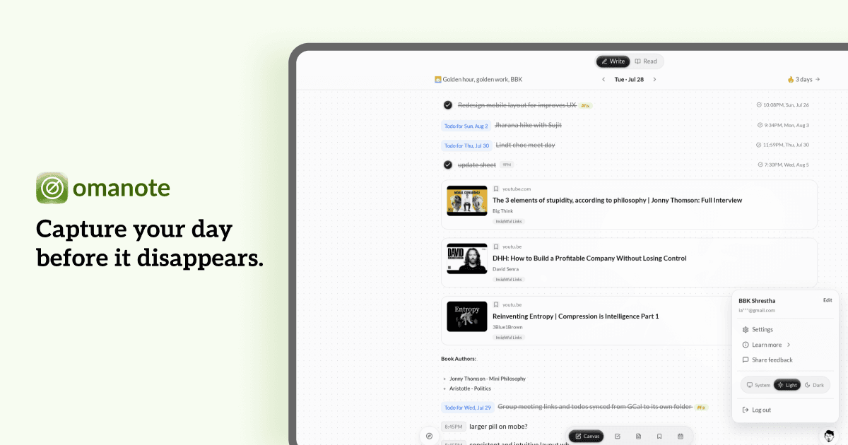 omanote - Opinionated notetaking app — cover